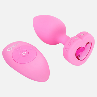 Remote Control Vibrating Dildo Jewelled Heart Plug - S/M