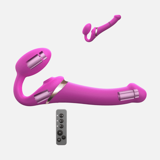 Multi-Orgasm Bendable Strap Med-On Fuchsia