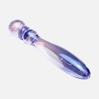 Cecii Beaded Glass Dildo - Purple