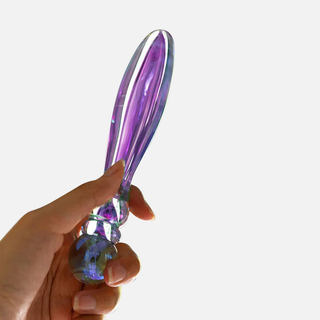 Cecii Beaded Glass Dildo - Purple