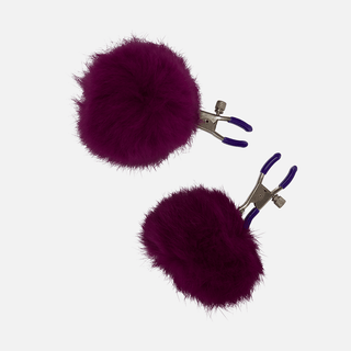 Sexy AF - Couture Purple Puff Balls Nipple Clamps