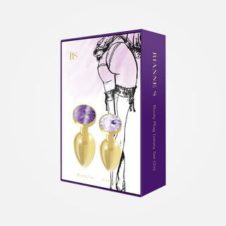 Booty Plug Luxury - Set 2 Gold Jewelled Non-Vibrating Anal Plugs